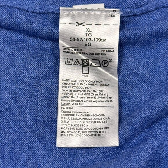 NWT Banana Republic V-Neck Sweater SZ XL Blue Silk Blend Minimalist Preppy - Picture 9 of 11